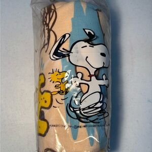 Vintage Peanuts Snoopy and Woodstock Throw Blanket - Blue and Yellow
